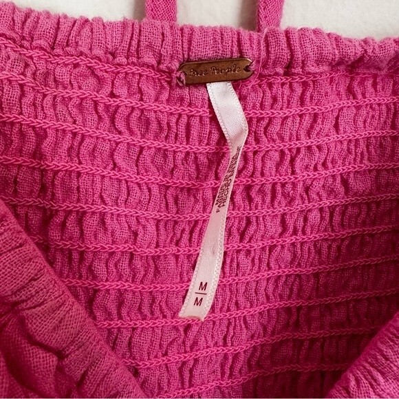 Free People pink tight-fitting cropped blouse Size M - Picture 5 of 10